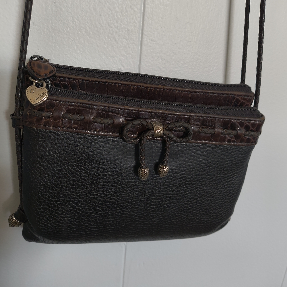 Brighton Crossbody Bag Black and Brown with Structured Design